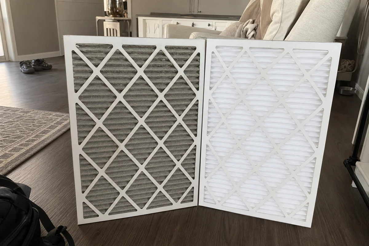 Comparison of dirty vs clean HVAC filter