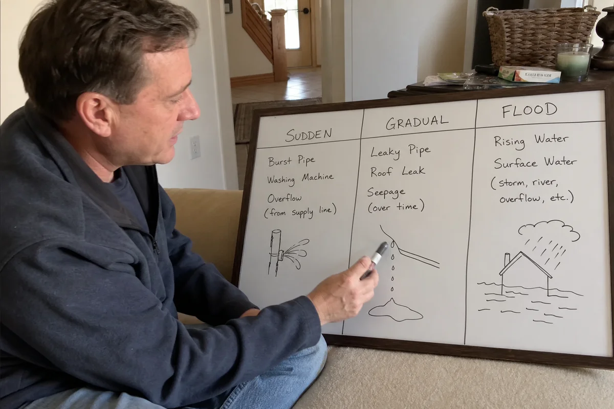 Coverage chart comparing water damage types