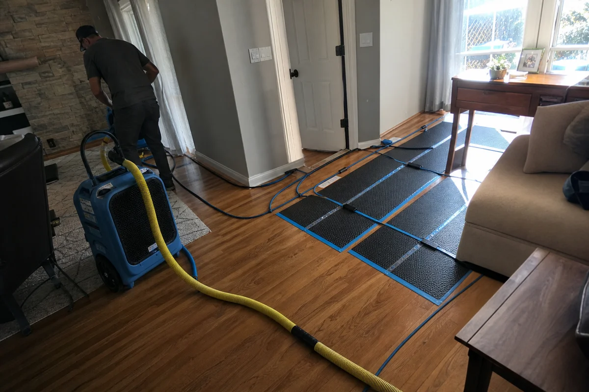 Injectidry mat system on hardwood floor