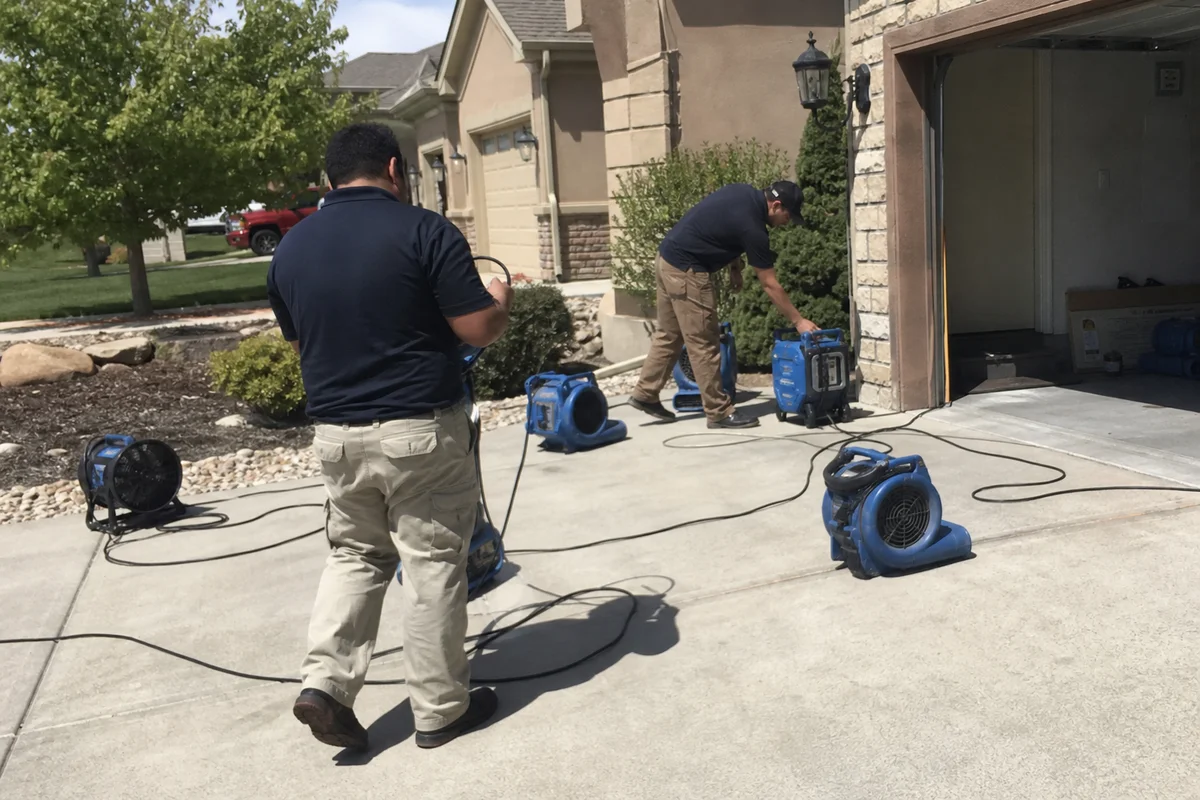 Castle Rock Water Restoration Pros crew preparing drying equipment